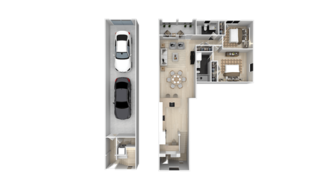 Floor plan for 2 beds, 2 baths, 1173 sqft